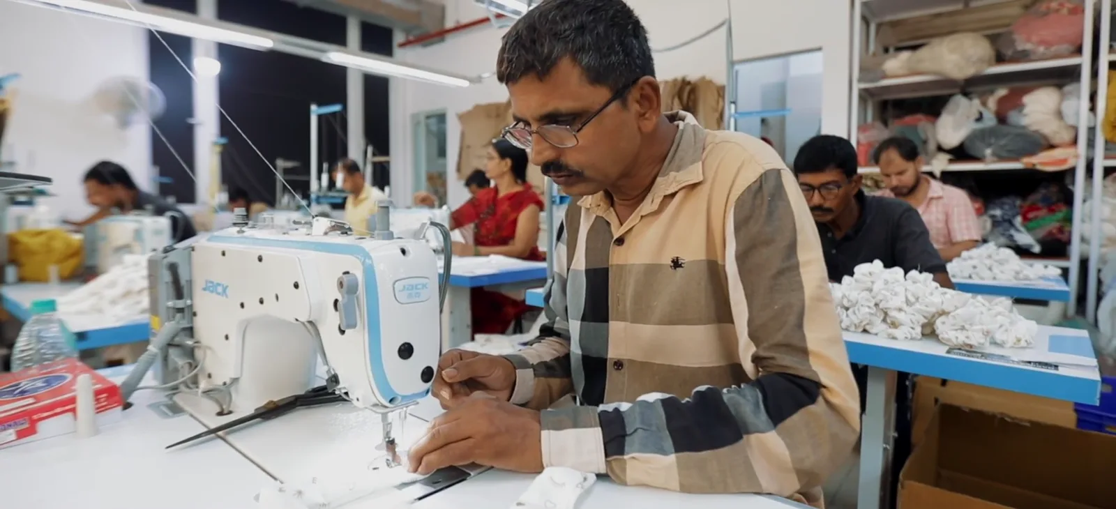 Sewing lines at the SWP factory in Noida