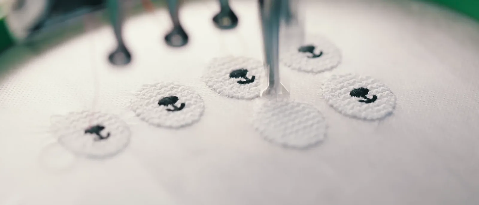 Machine embroidery in progress
